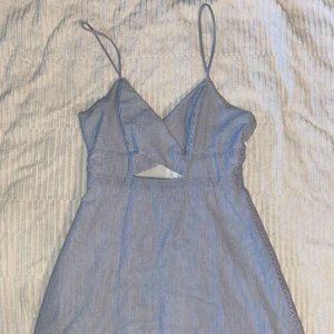 Blue and White Stripe Mini Dress with Key-Hole